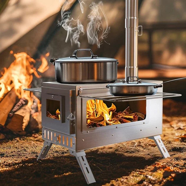 Unho Portable Wood Burning Stove With Chimney Pipes