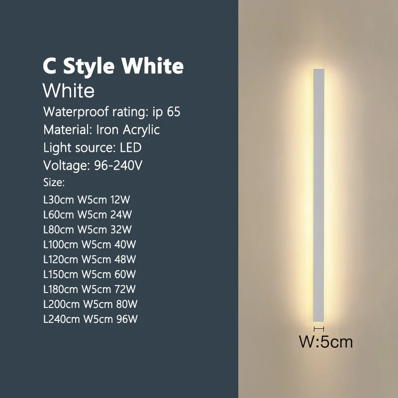 TES Outdoor Waterproof Wall Lamp IP65 LED Strip Light