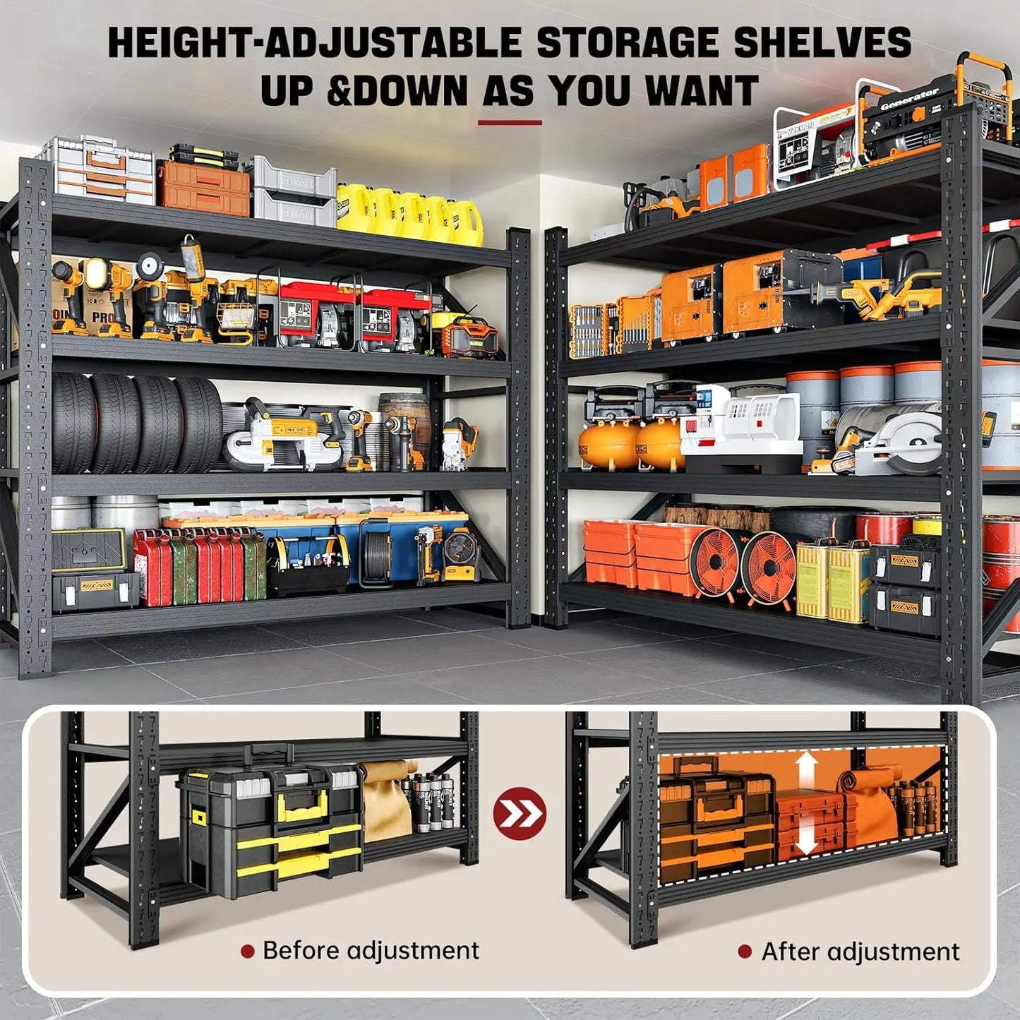 Heavy Duty Garage Shelving Unit Metal Construction