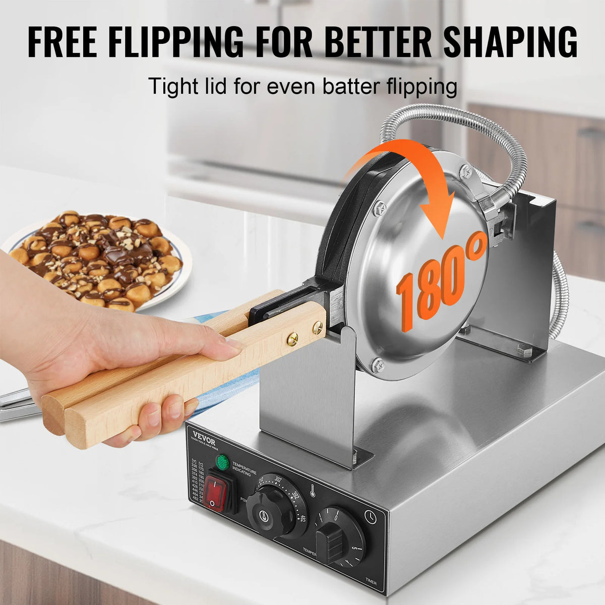 SucceBuy Commercial Nonstick Bubble Waffle Maker