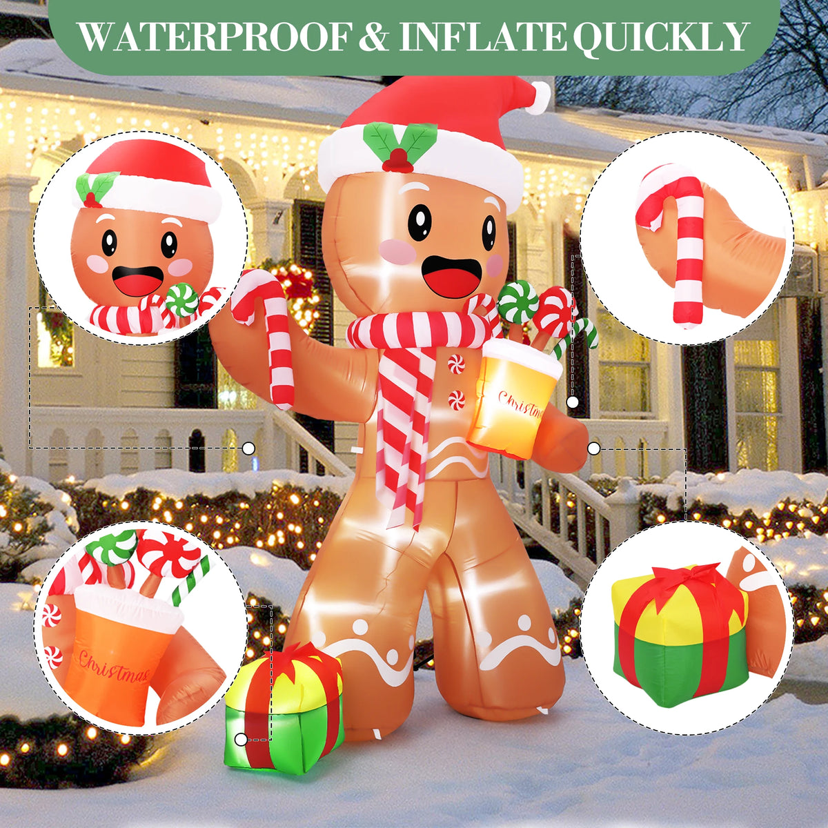 LED Inflatable Gingerbread Man Christmas Decoration