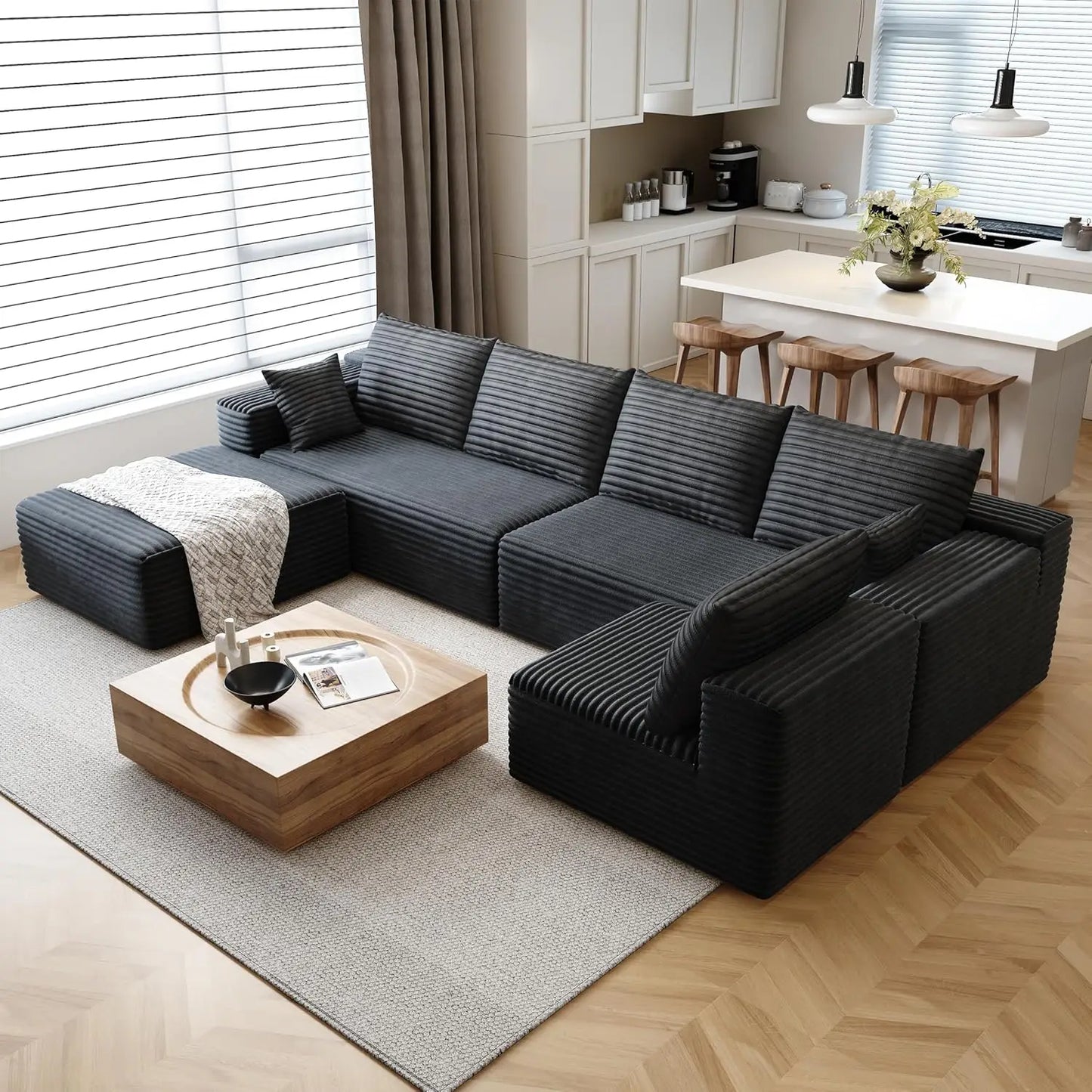 YQXH Cloud Style Corduroy Modular Sectional Sofa