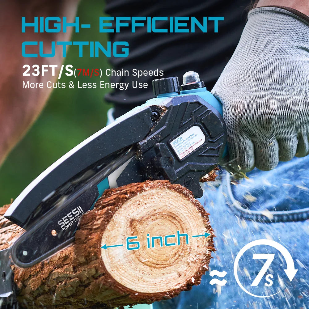 Seesii Cordless Mini Chainsaw Electric Garden Pruner