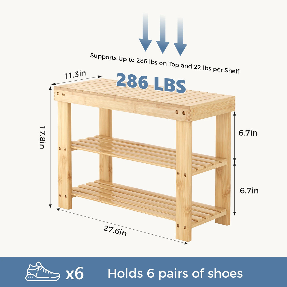 MCQ Three Tier Bamboo Shoe Cabinet With Bench