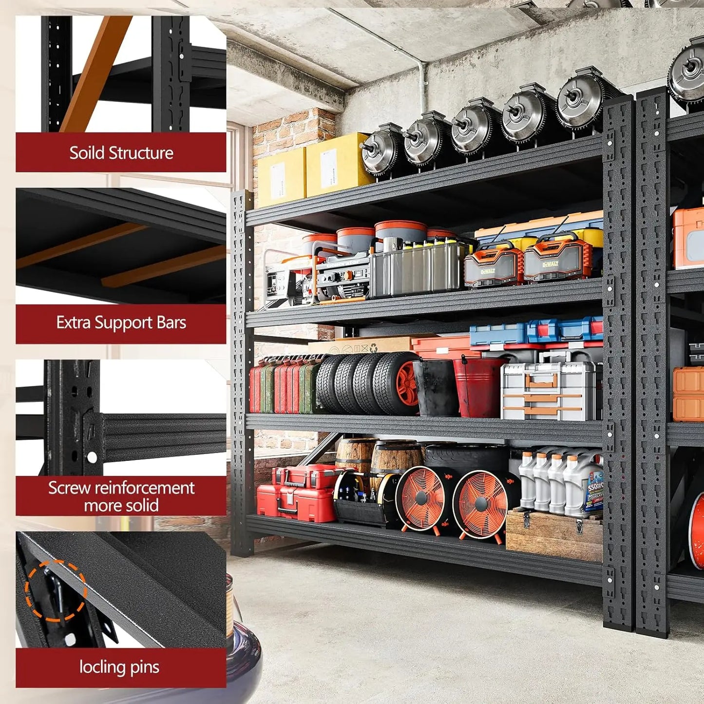Heavy Duty Garage Shelving Unit Metal Construction