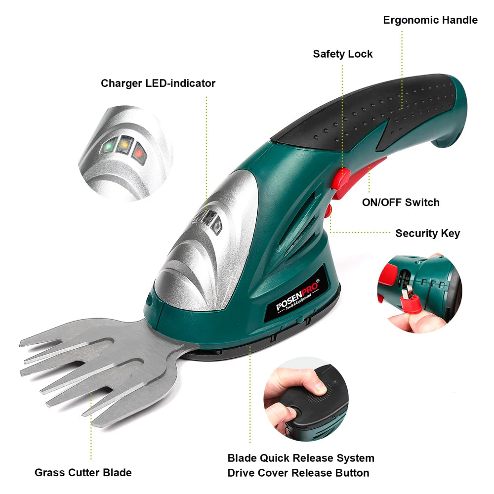 Posenpro Cordless 2 In 1 Grass And Shrub Shears