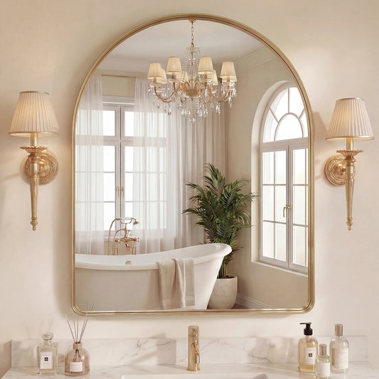JHK Arched Wall Mirror With Matte Metal Frame