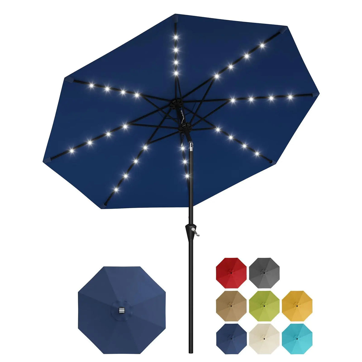 HiMiss Solar Patio Umbrella With Led Lights