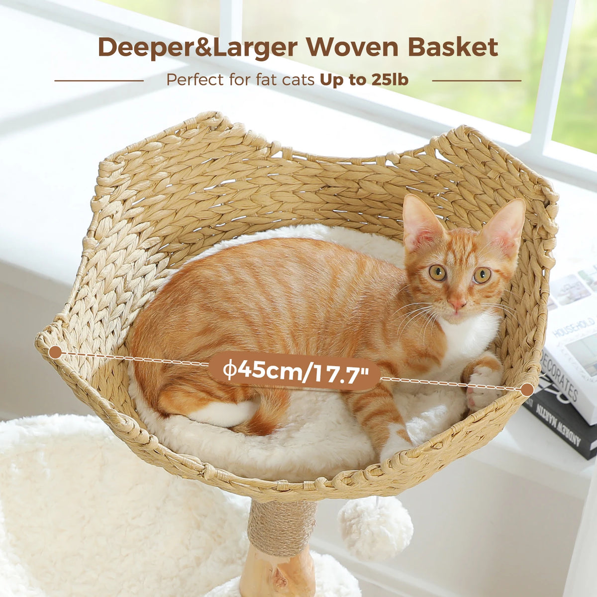 Pawz Road Modern Cat Tree With Solid Wood Wicker Basket