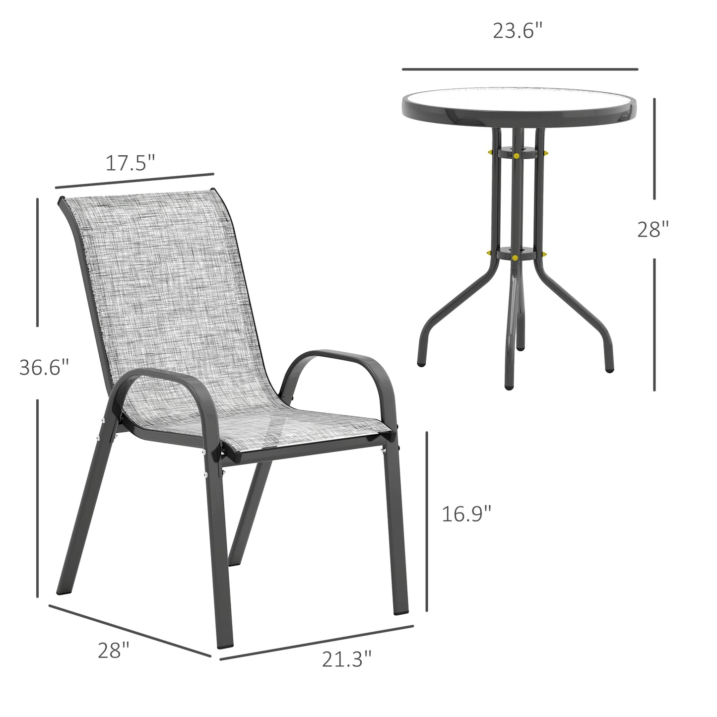 Outsunny Outdoor Metal Bistro Set With Stackable Chairs