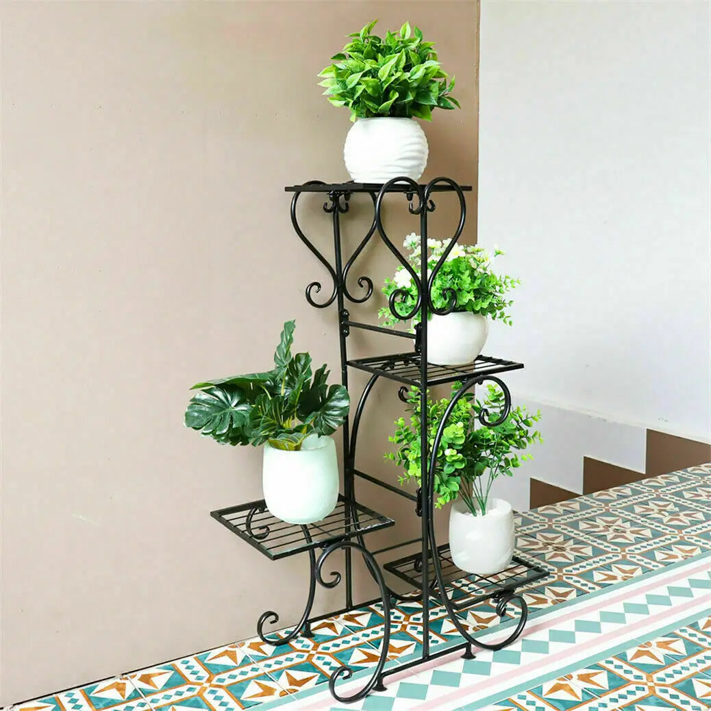 4 Tier Metal Plant Stand For Home Garden Flower Display