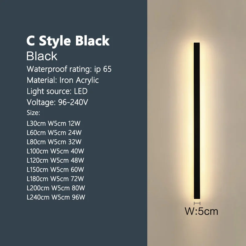TES Outdoor Waterproof Wall Lamp IP65 LED Strip Light