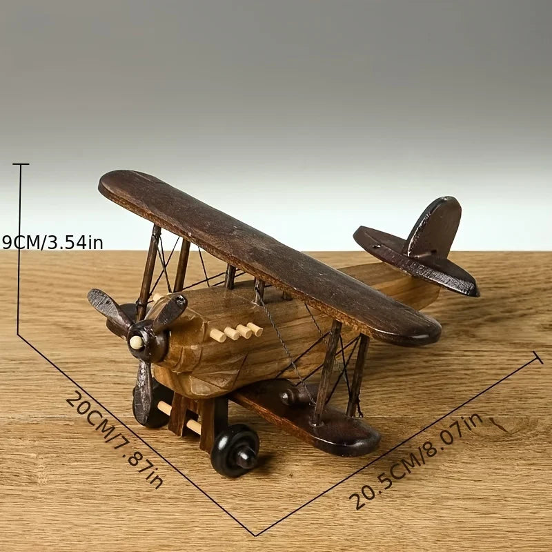 Retro wooden airplane model-creative home desktop decoration ornaments, creative crafts, home desktop decoration artworks.