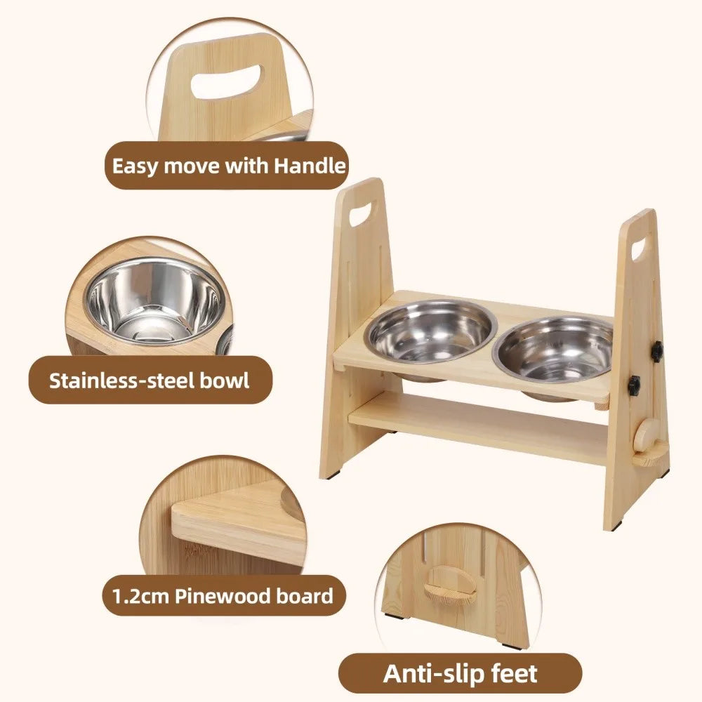 Height Adjustable Elevated Dog Bowl Stand For All Dogs