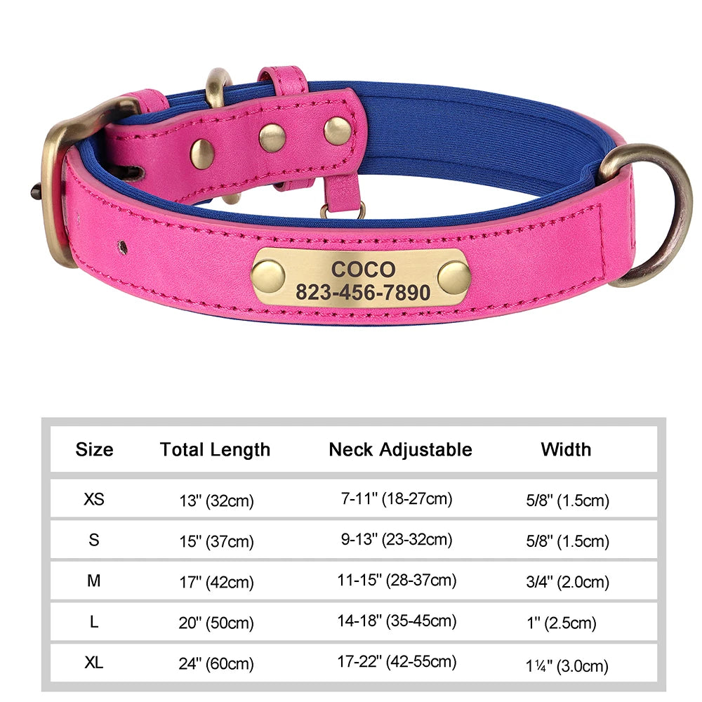 PET ARTIST Personalized Engraved Leather Dog Collar