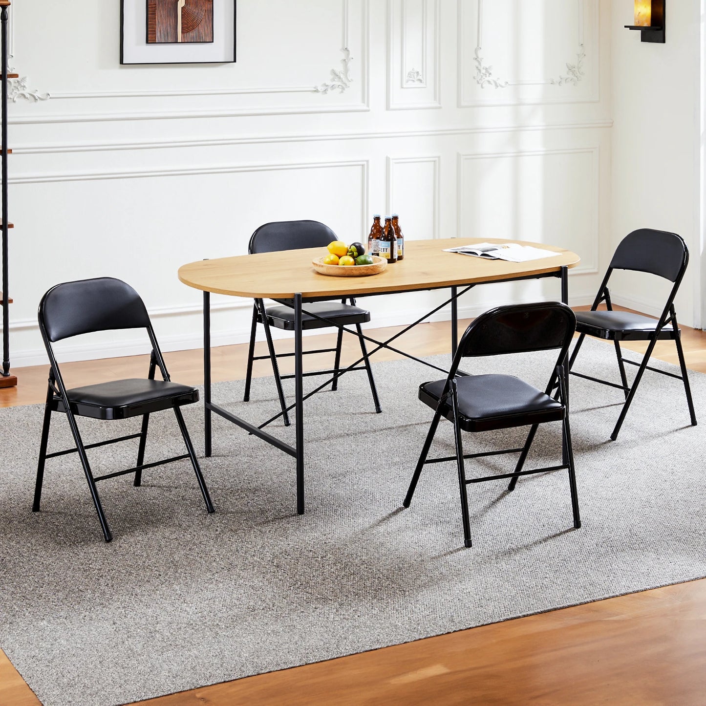 JHK Faux Leather Padded Folding Chair