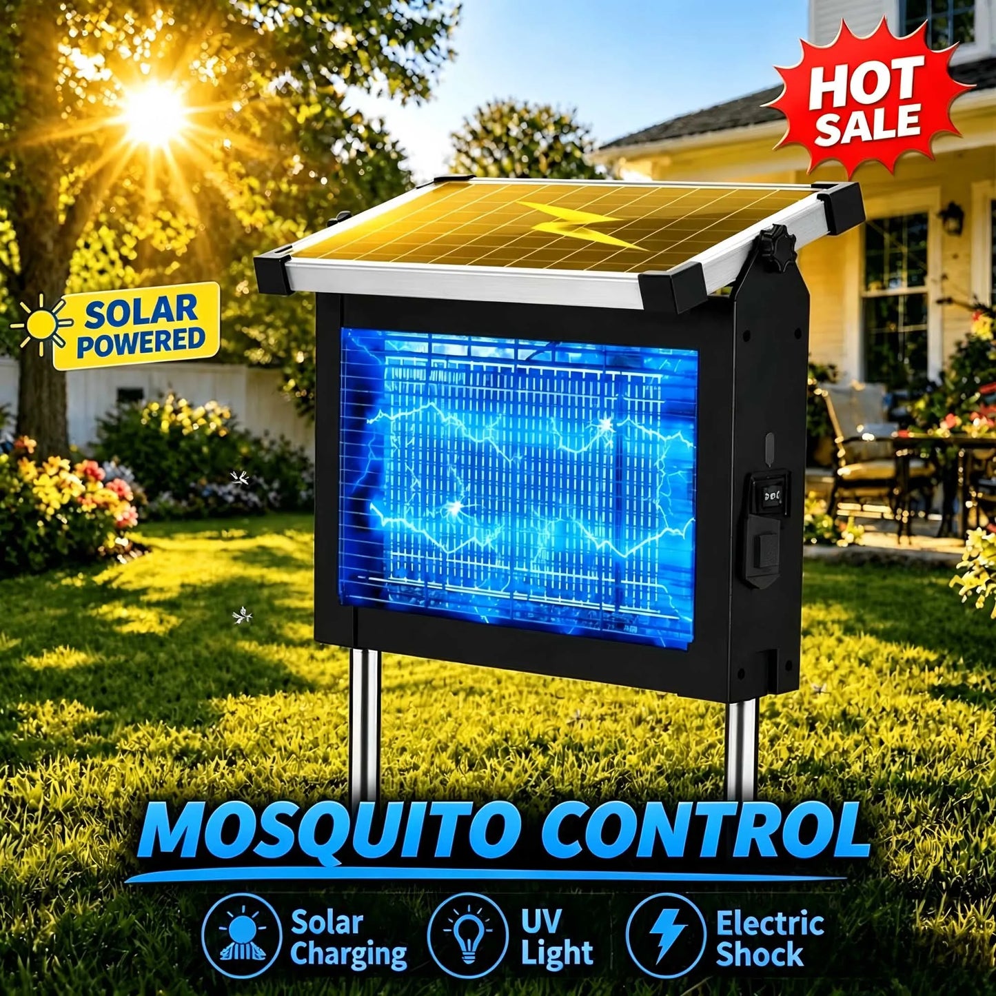 Solar Bug Zapper Outdoor 4500V Mosquito Zapper