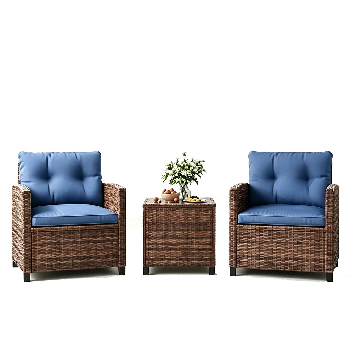HiMISS Outdoor Wicker Bistro Set With Coffee Table