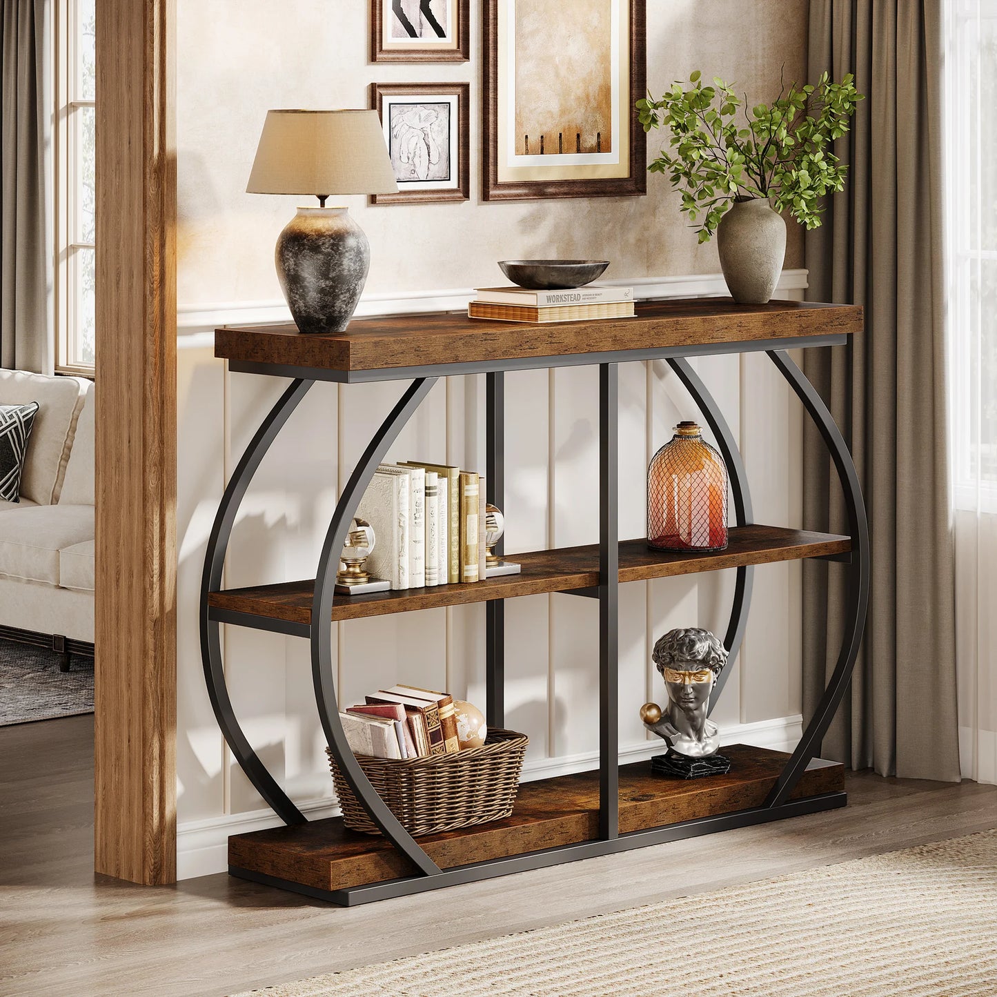 Tribesigns Industrial 3 Tier Entryway Console Table