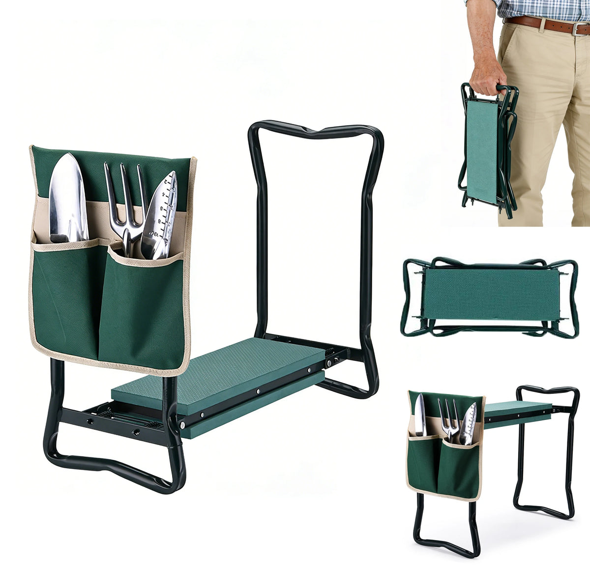 Foldable Garden Kneeler And Seat With Storage Bag