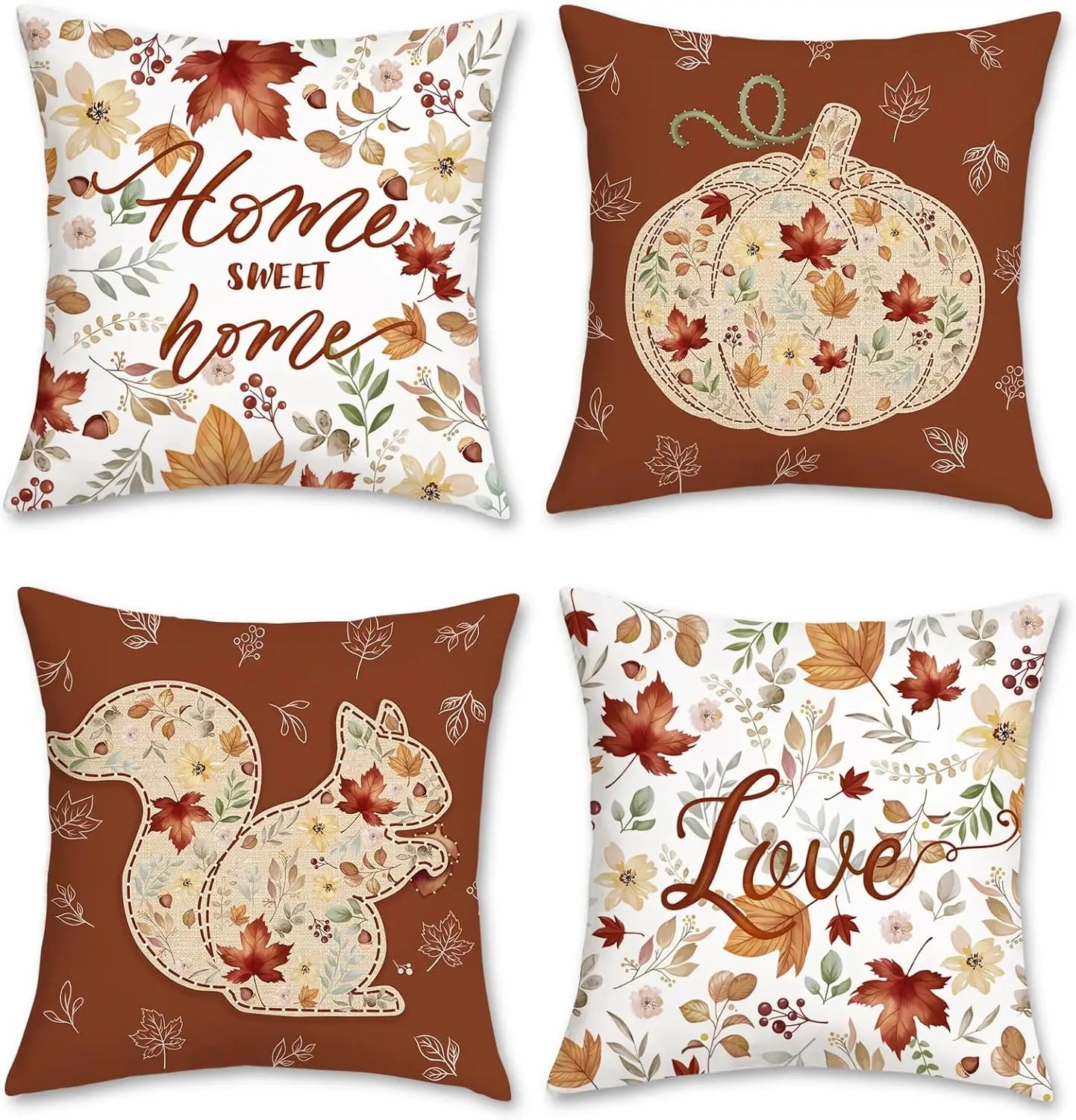 Autumn Squirrel Pumpkin Pillow Covers For Couch