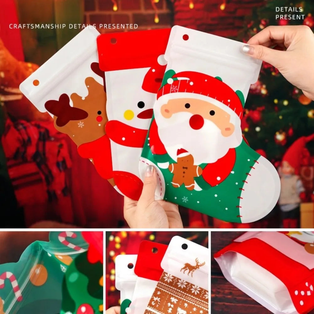 Christmas Stocking Ziplock Treat Bags for Holiday Gifts