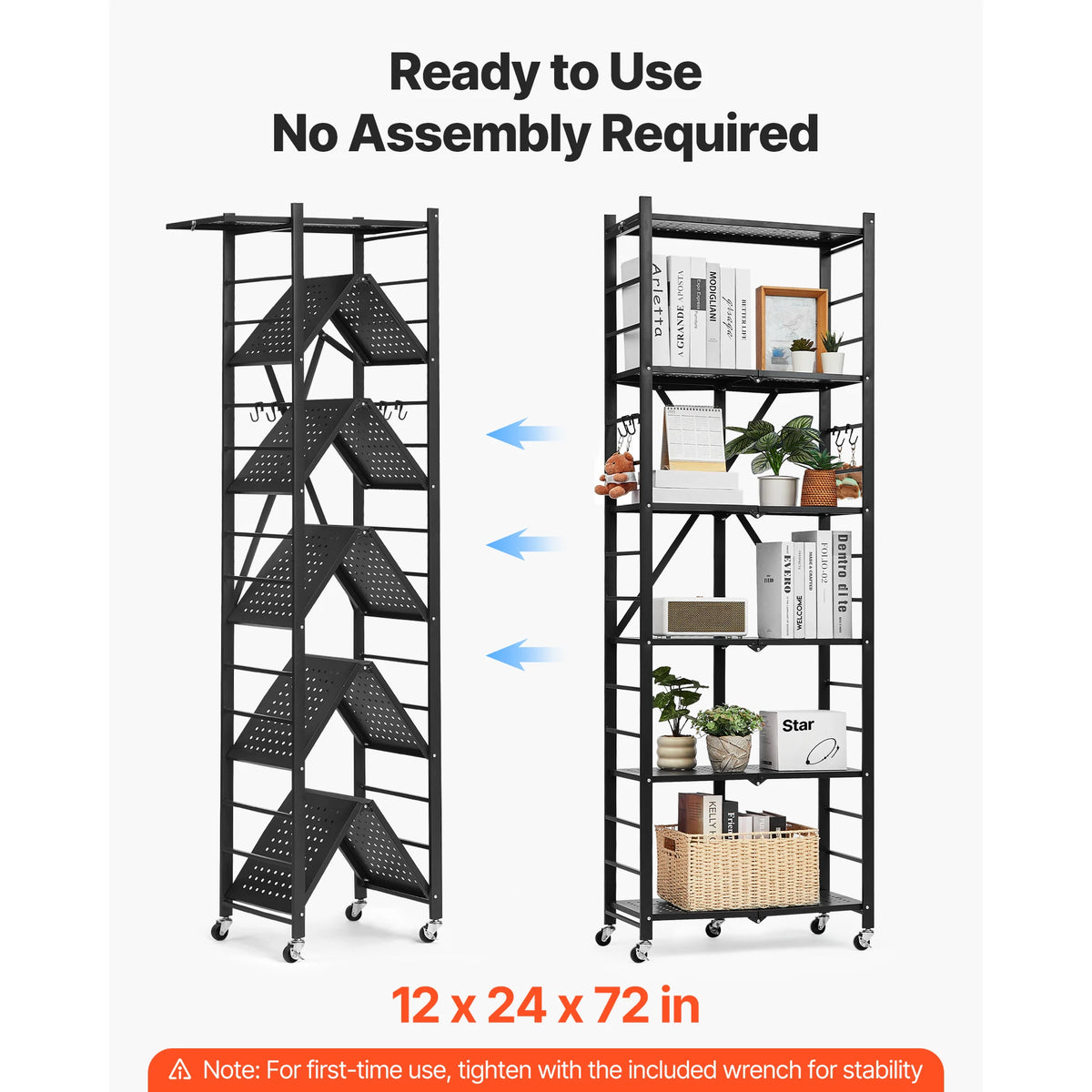 SucceBuy Foldable Mobile Metal Storage Shelf Organizer