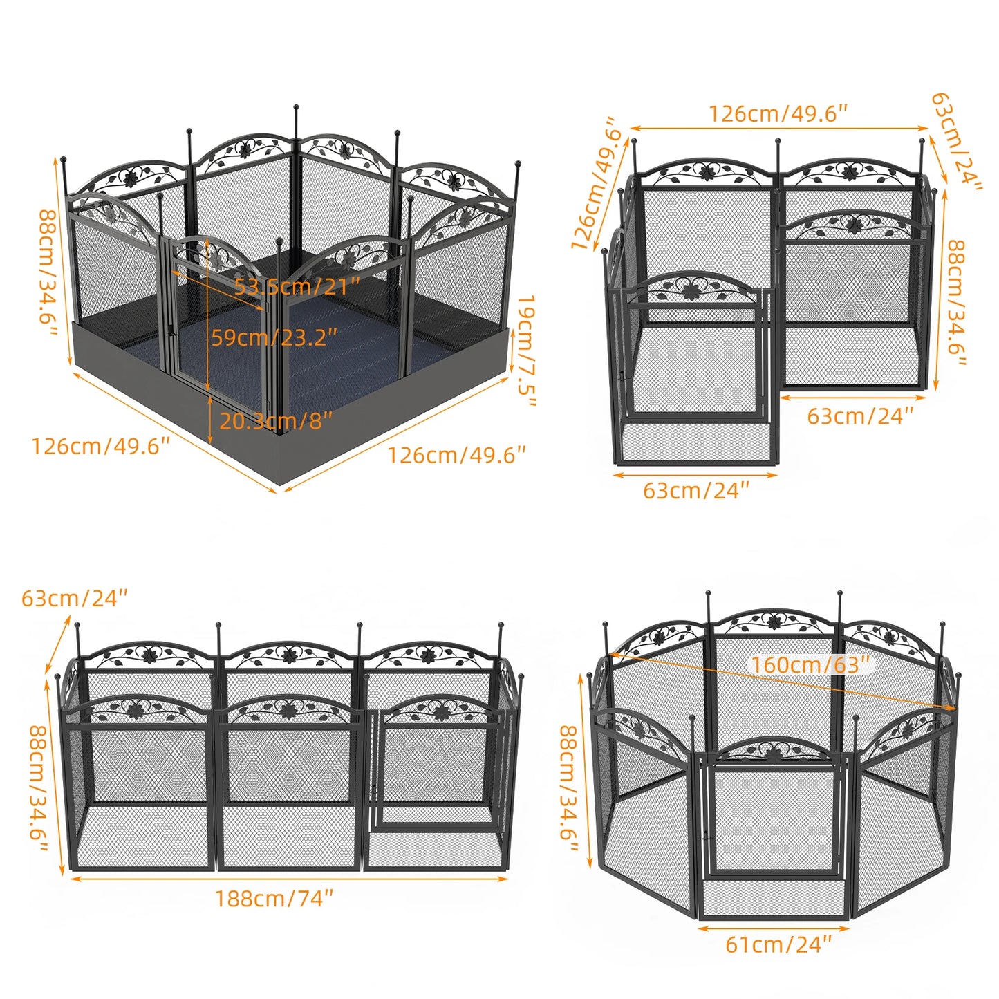 Bingopaw Heavy Duty Metal Dog Playpen With Pad