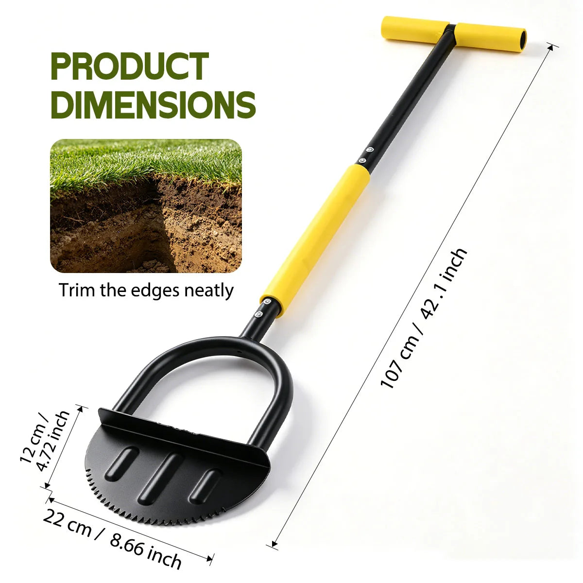 Serrated Half Moon Lawn Edger With Ergonomic Handle