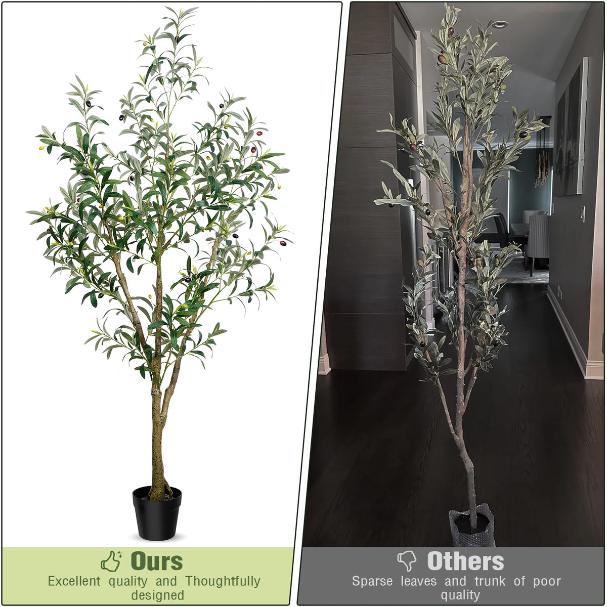 Olitree Faux Olive Tree With Wood Trunk And Pot