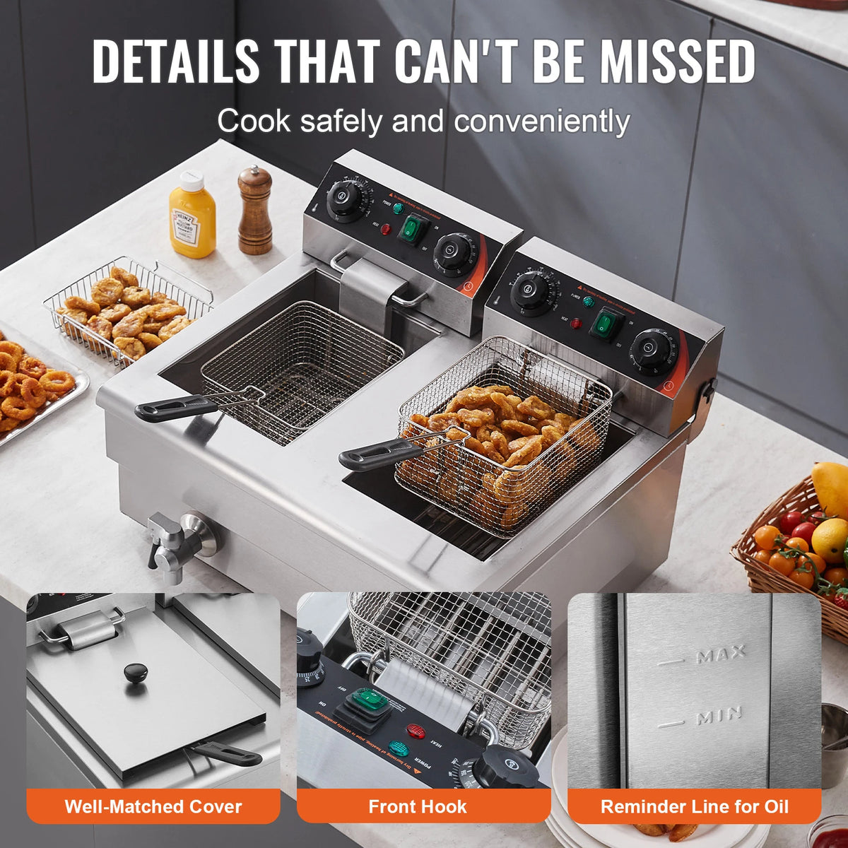 SucceBuy Dual Tank Commercial Electric Deep Fryer