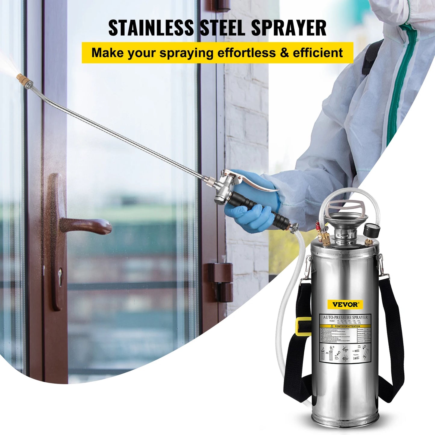 SucceBuy Hand Powered Stainless Steel Sprayer