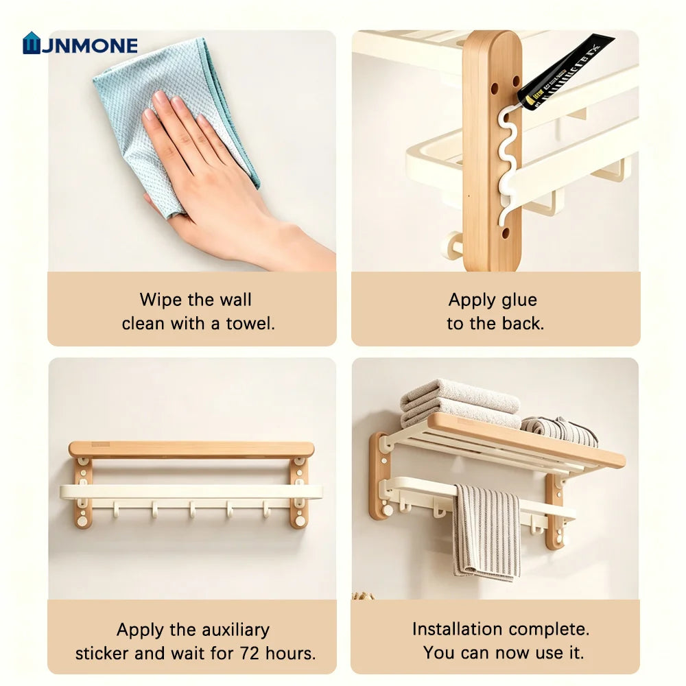 White Walnut Wood Bathroom Hardware Set Towel Rack Organizer Shelf Toilet Brush Holder Wall Mounted Bathroom Accessories Kit