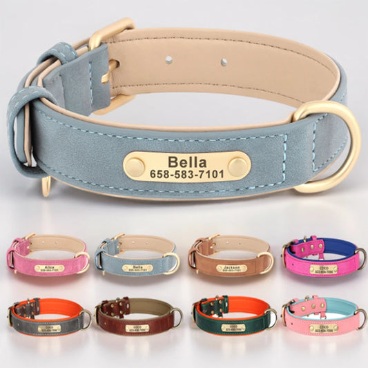 PET ARTIST Personalized Engraved Leather Dog Collar
