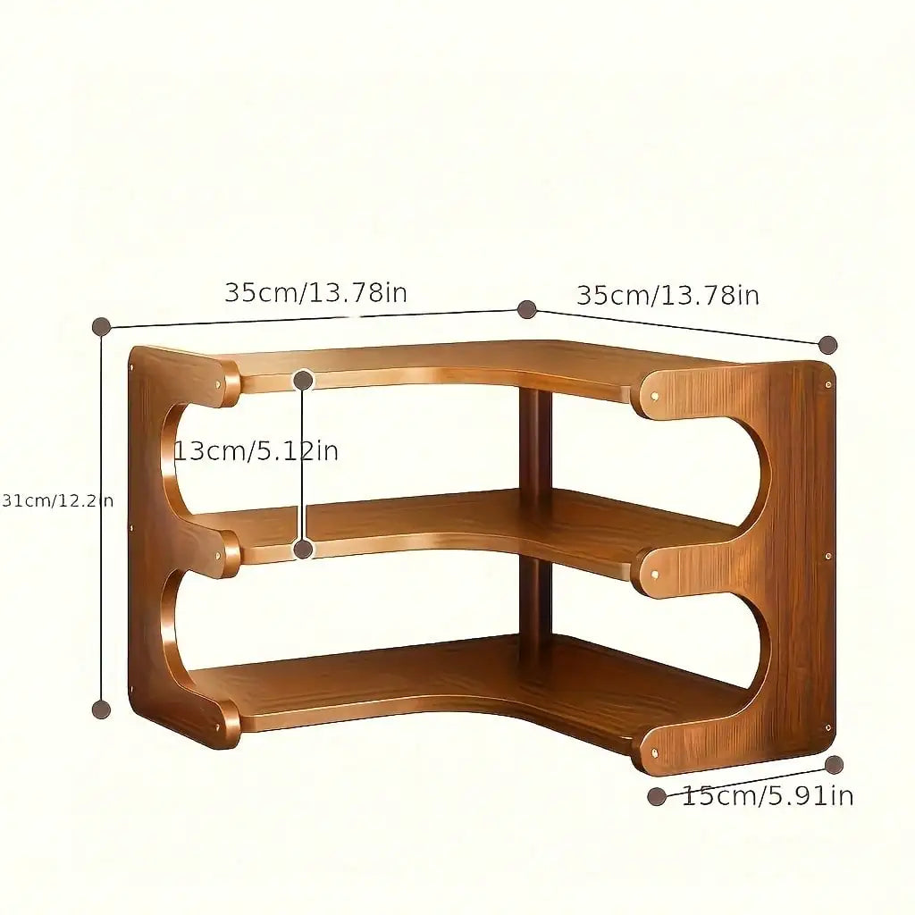 Freestanding Wood Corner Storage Rack
