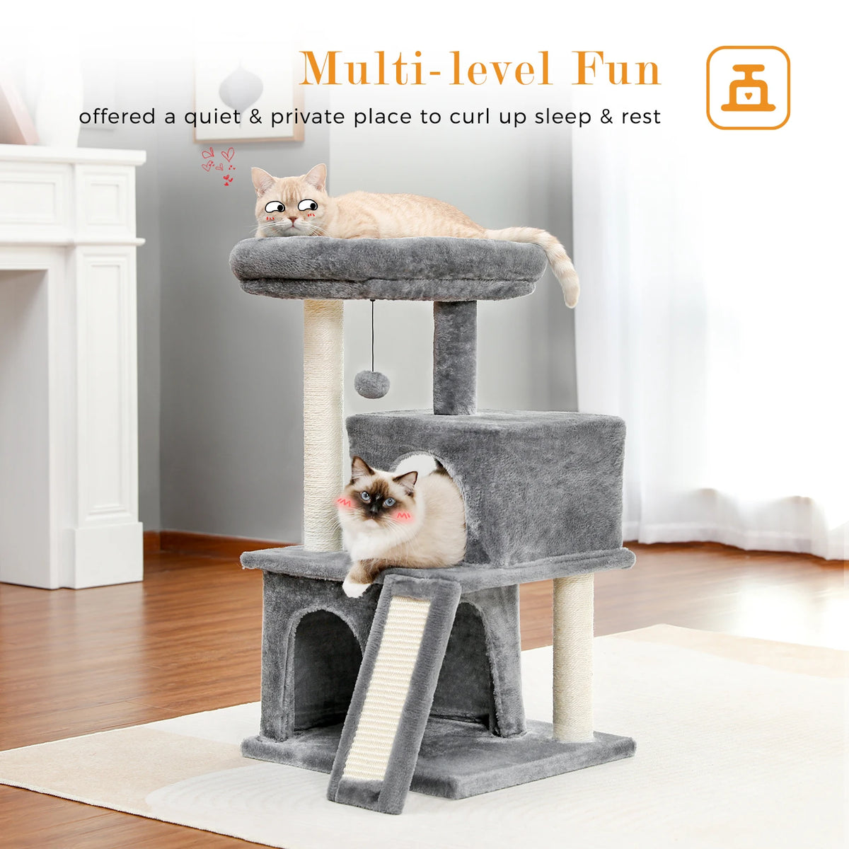 PAWZ Road 4 Tier Cat Tower With Sisal Scratcher