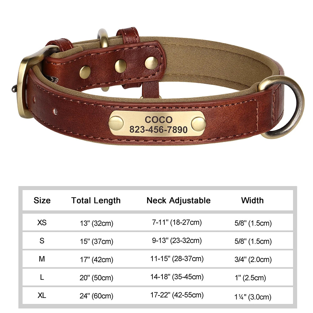 PET ARTIST Personalized Engraved Leather Dog Collar