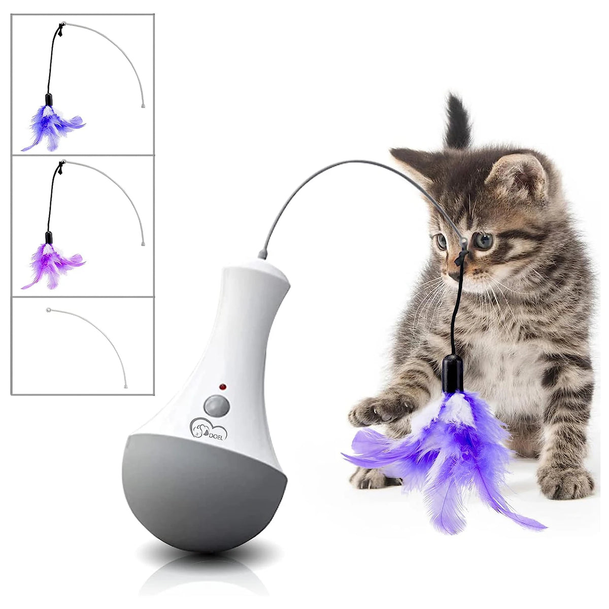 Automatic Interactive Feather Cat Toy With Rotation