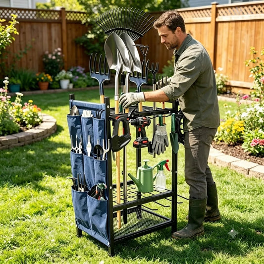 Heavy Duty Garden Tool Storage Organizer Rack