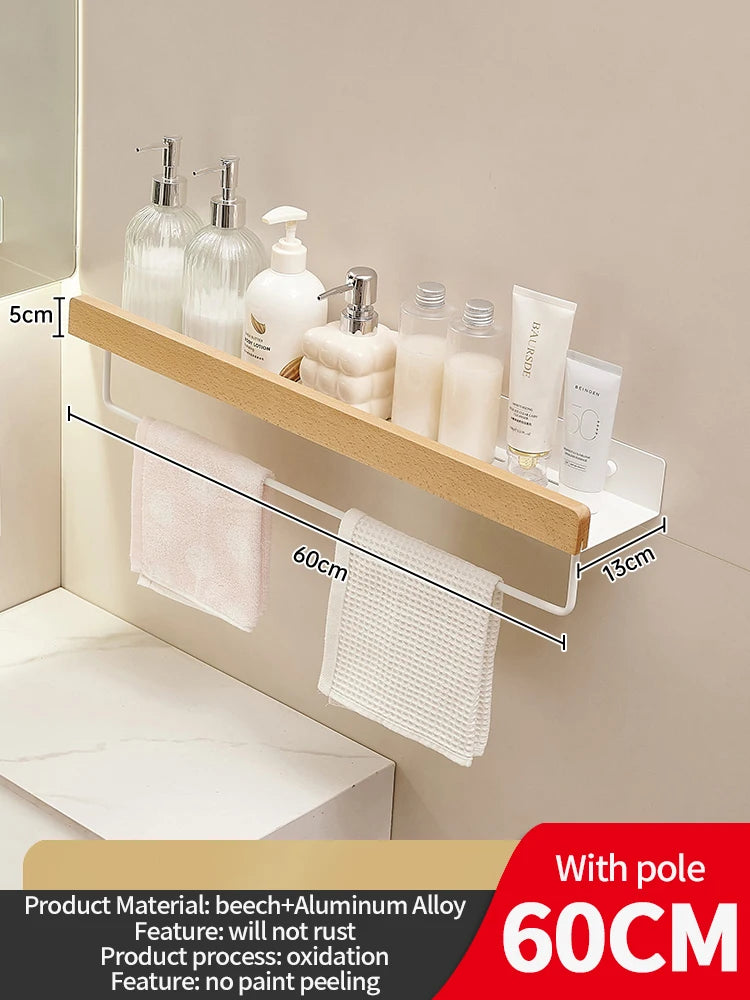 YUNJIEYA Aluminum Wall Mounted Bathroom Storage Shelf