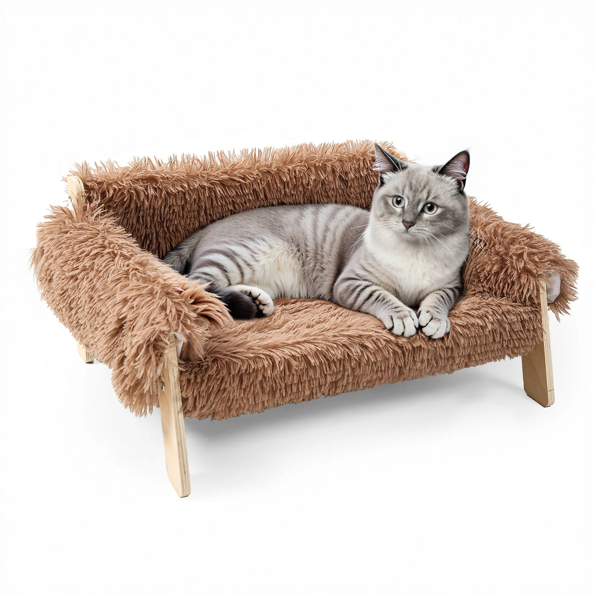 Raised Wooden Leg Cat Sofa Bed For Indoor Cats Plush