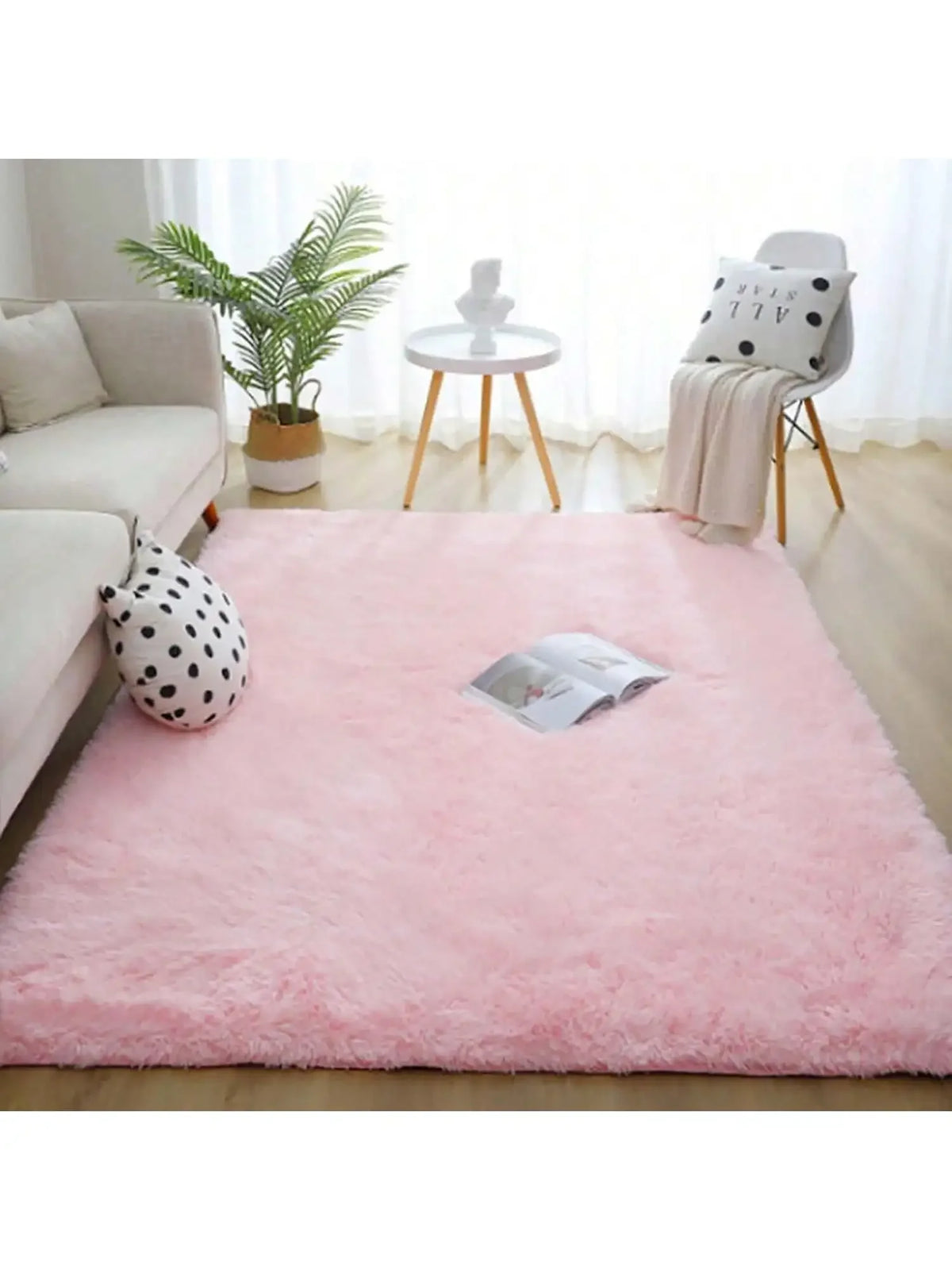 Thick Plush Polyester Carpet With Non Slip Backing