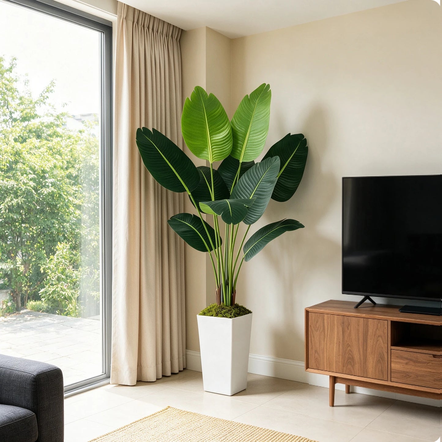 Bird Of Paradise Artificial Plant In Tall Planter