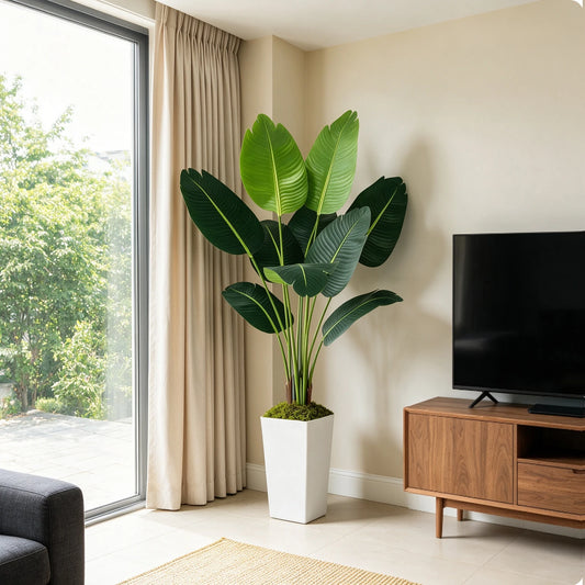 Bird Of Paradise Artificial Plant In Tall Planter