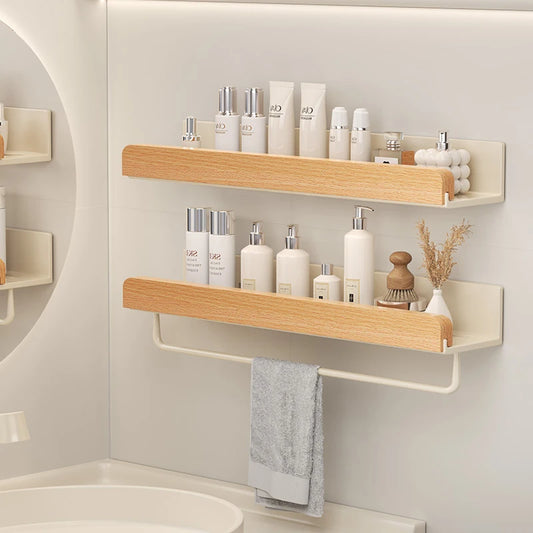 YUNJIEYA Aluminum Wall Mounted Bathroom Storage Shelf