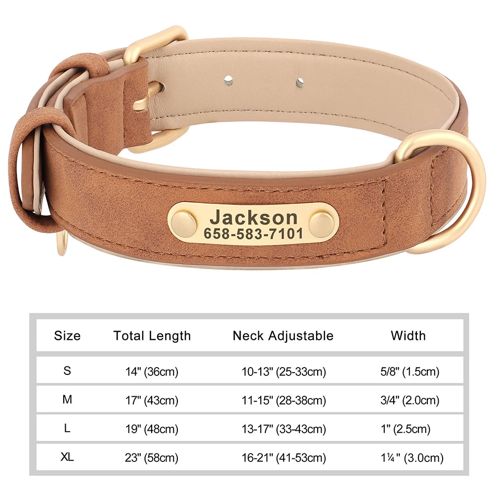 PET ARTIST Personalized Engraved Leather Dog Collar