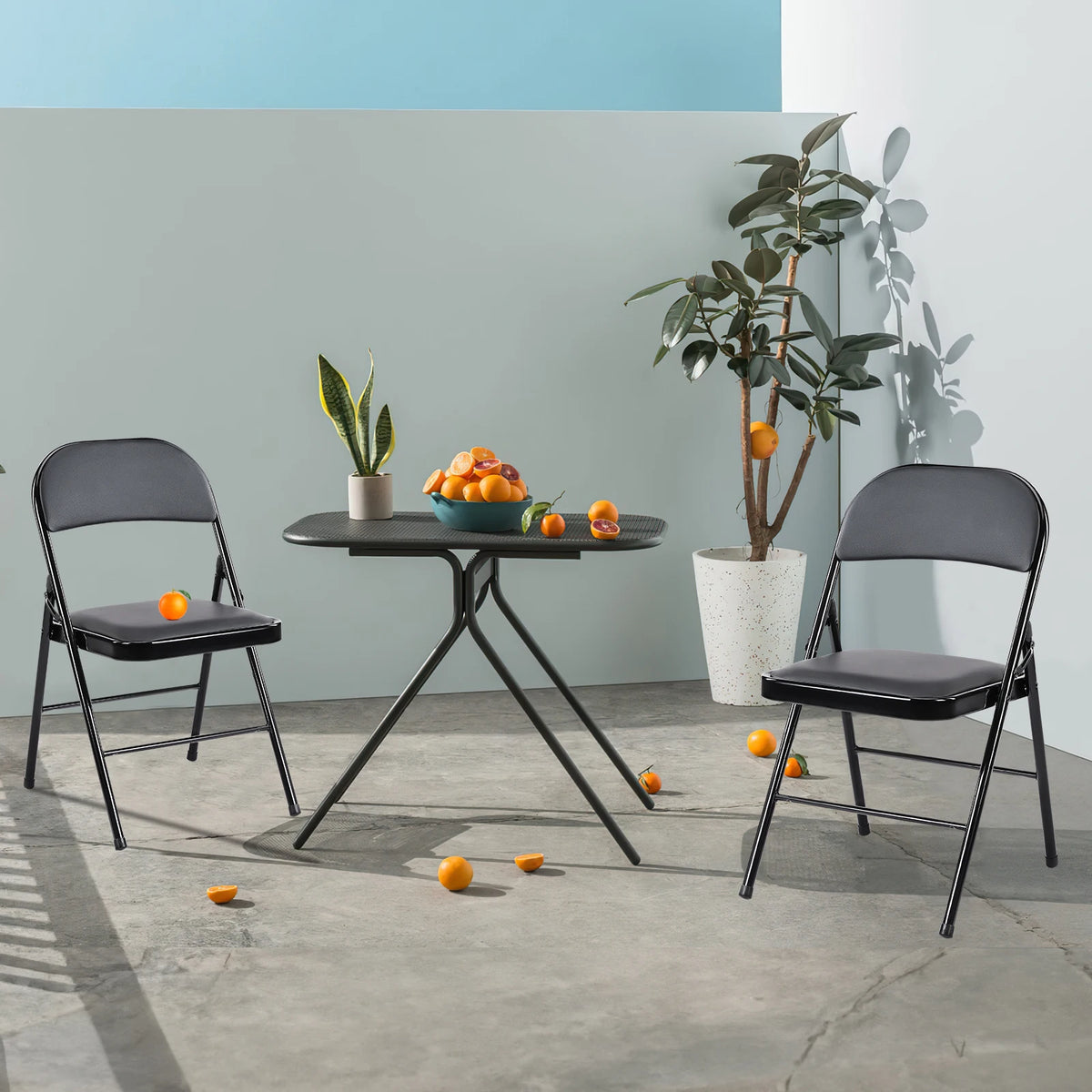 JHK Faux Leather Padded Folding Chair