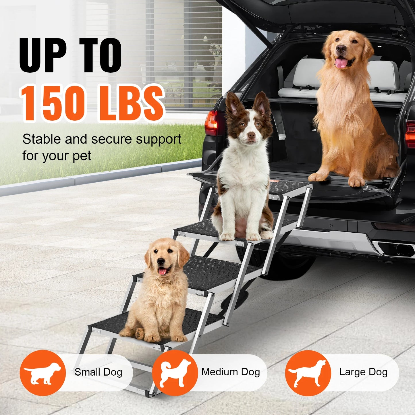 SucceBuy Folding Aluminum Dog Car Steps