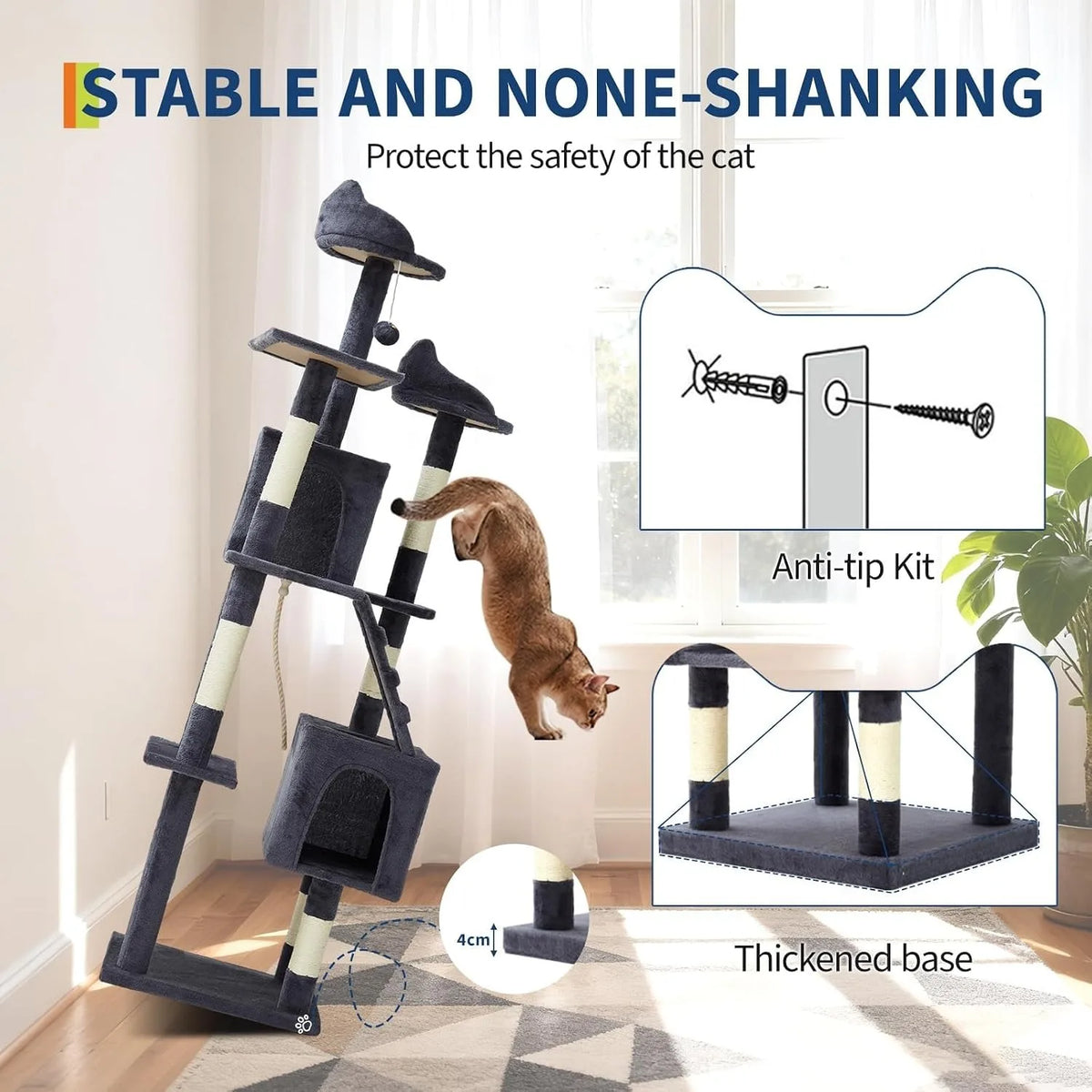 Cat Tree For Large Cats With Condos And Sisal Posts