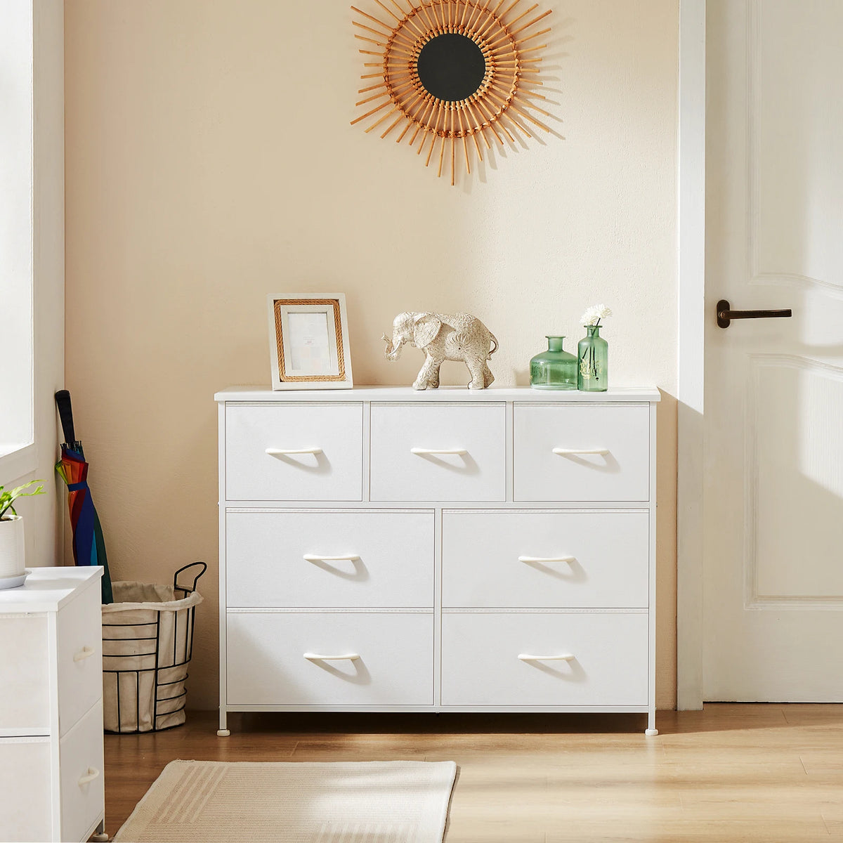 JHK Bedroom Wardrobe With Fabric Storage Drawers